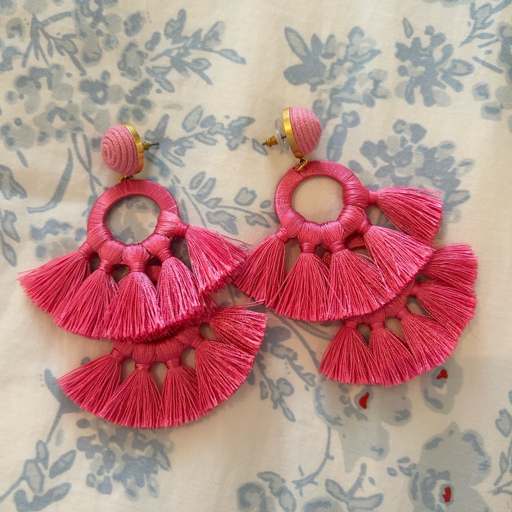 Pink Tassel Earrings